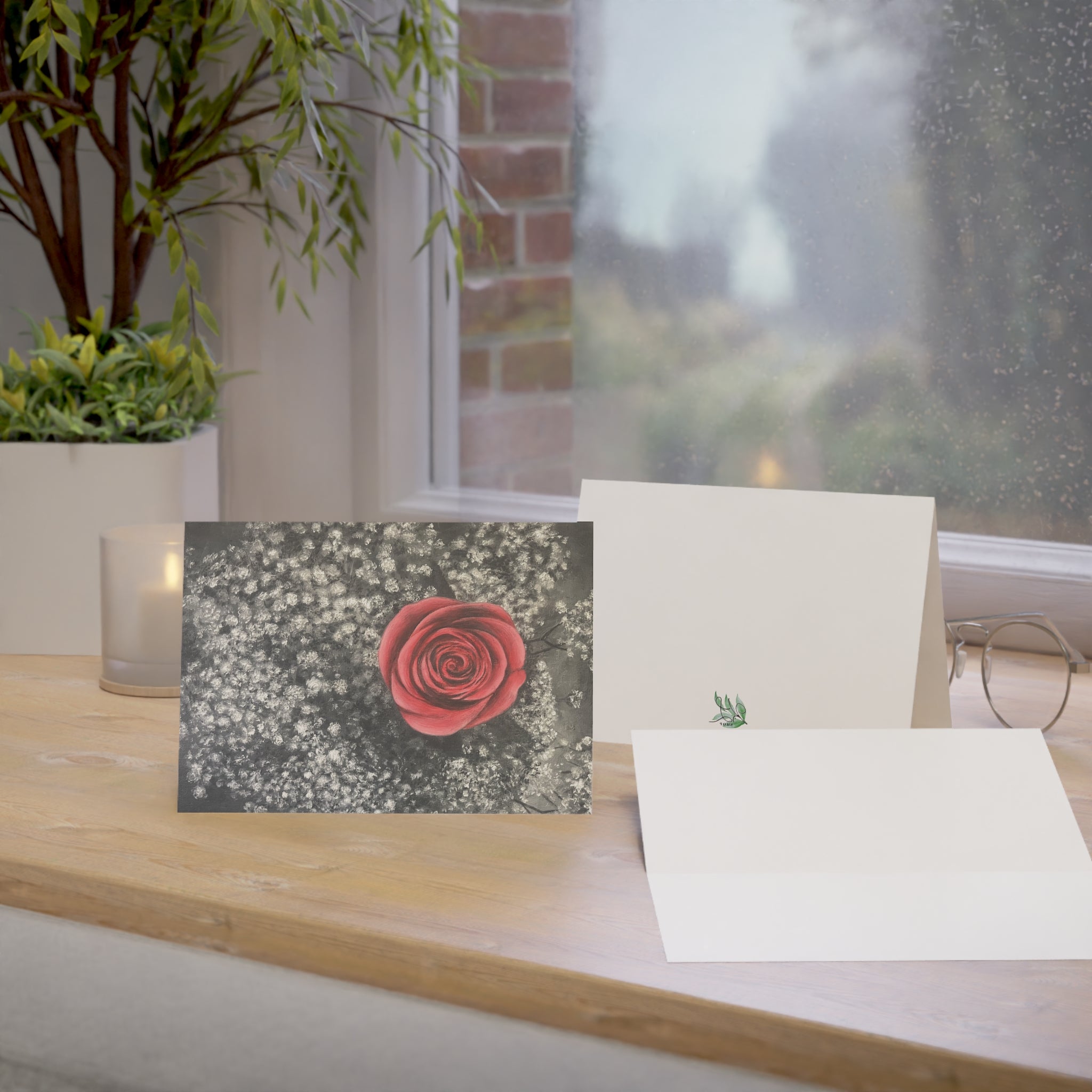 Artist Rose Greeting Cards (1, 10, 30, and 50pcs)