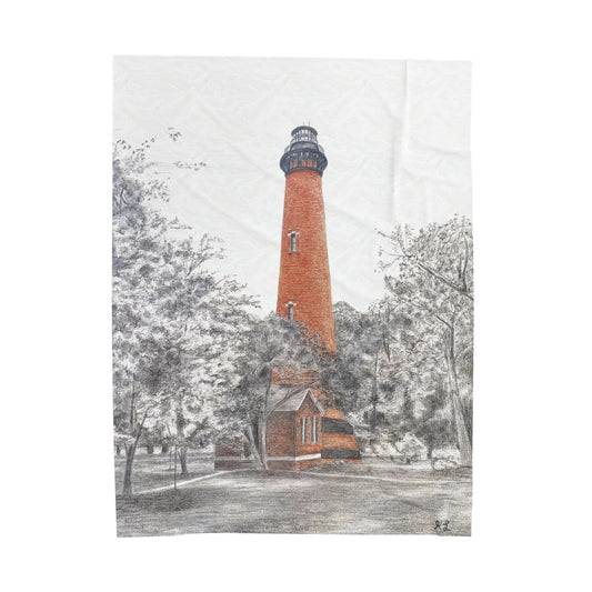 Currituck Lighthouse Velveteen Plush Blanket