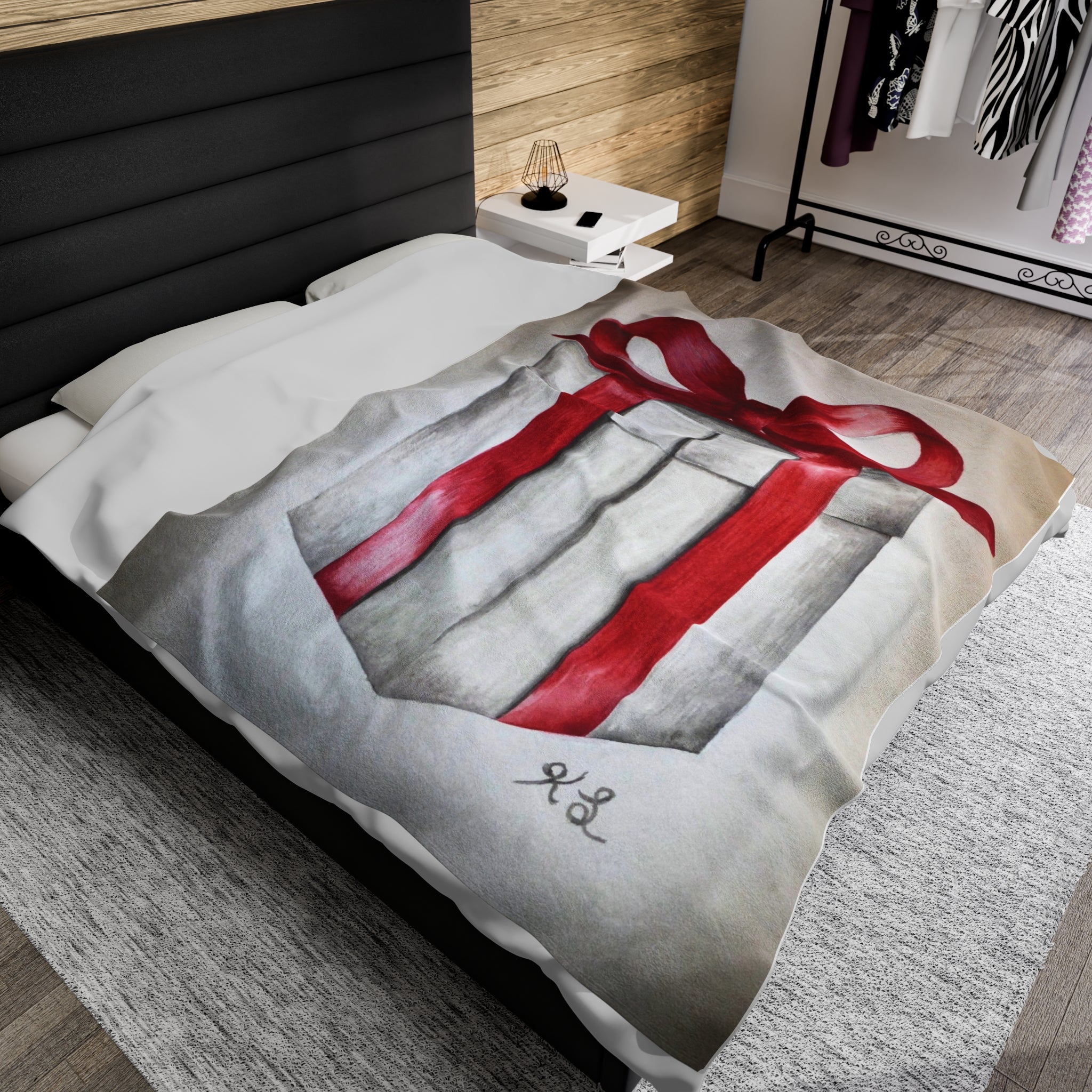 Present Watercolor Velveteen Plush Blanket