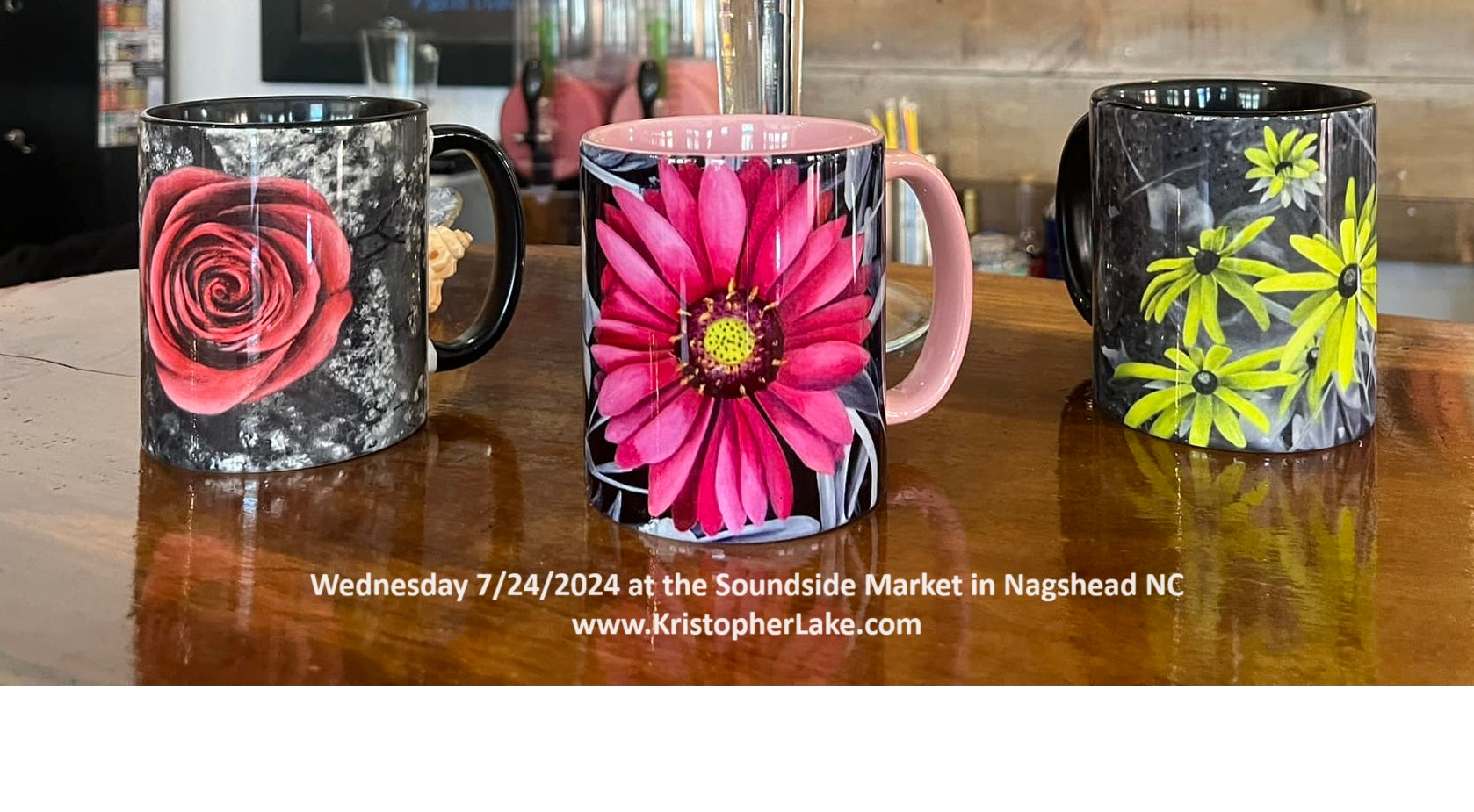 Mugs on bar marketing for soundside market 1